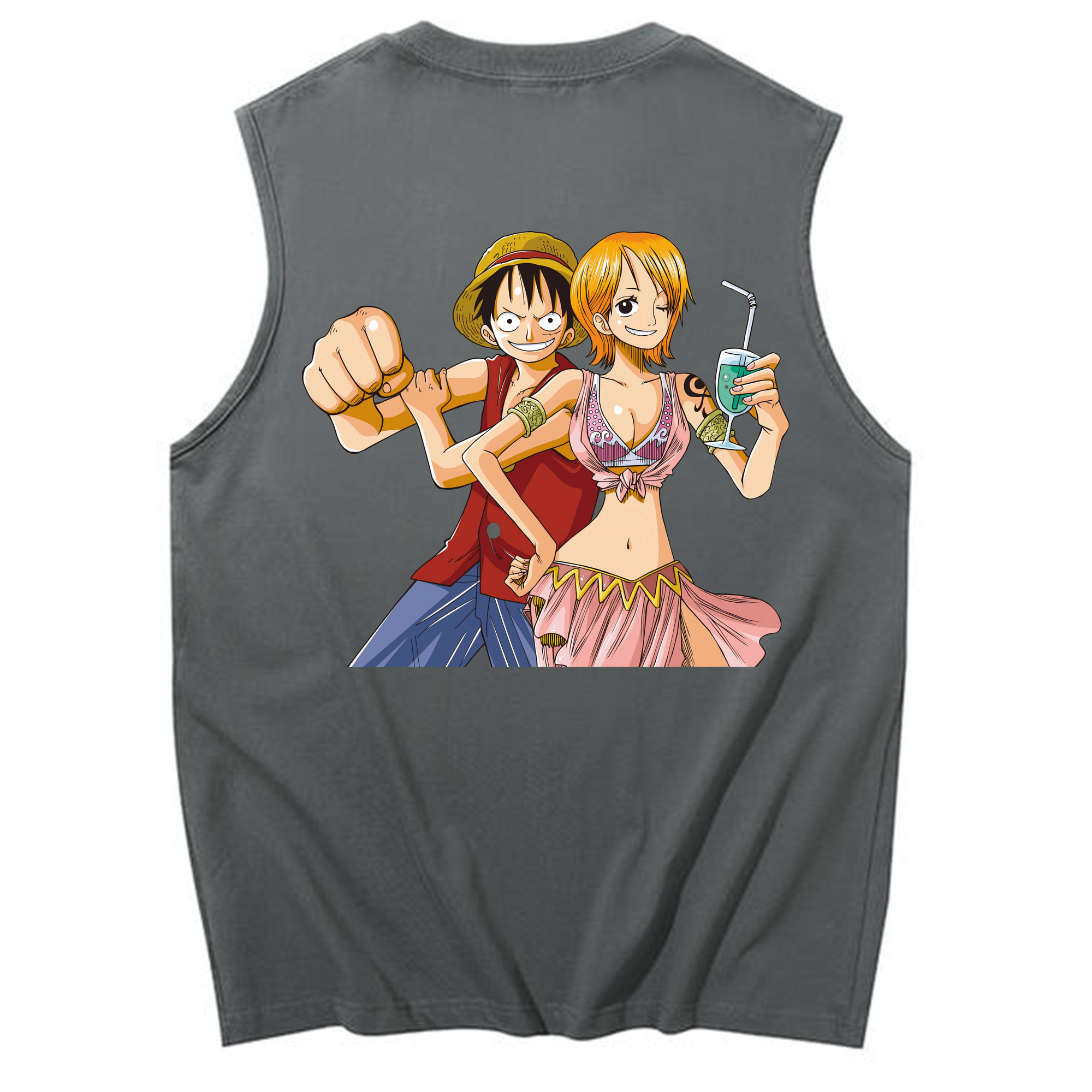 ワンピース モンキー・D・ルフィ ONE PIECE Monkey D. Luffy コットン100％タンクトップ（背面プリント）